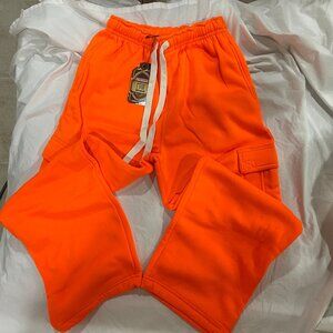 NWD Men's Medium M Hi Res Safety Orange Sweatpants 6 pockets Cold Weather Pant